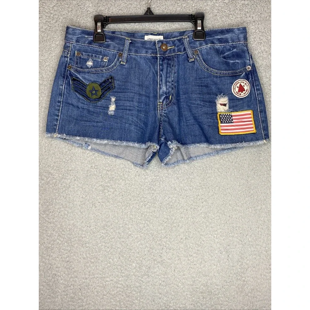 Forever 21 Denim Shorts Jean Sz 29 (Fit 30x2) Distressed Funky Retro Hippie